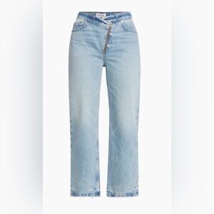 NEW FRAME le jane crop angled zip jeans in rhode